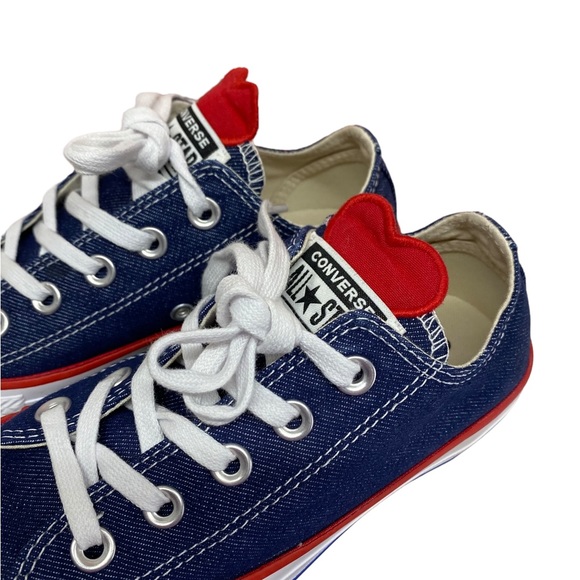 Converse Chuck Taylor All Star Denim Love Low Top Sneaker Red Heart - Picture 7 of 13